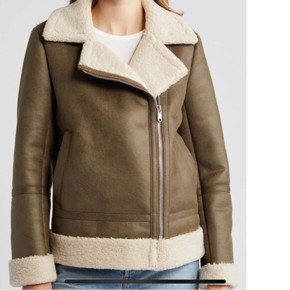 Sam Edelman Faux Leather & Faux Shearling Moto Jacket (S) - Picture 11 of 11